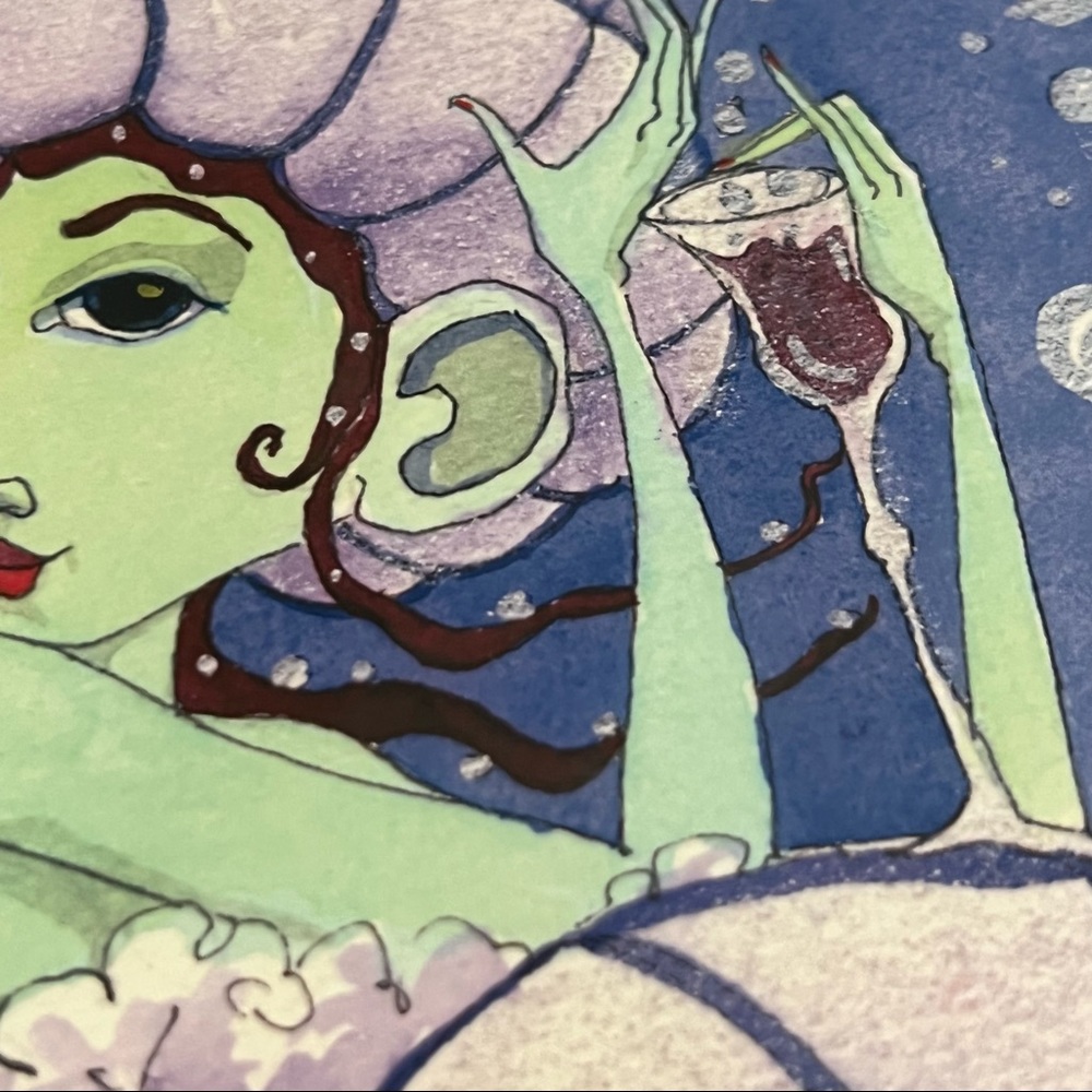 Artisan Signed Framed Bubble Bath Girl in Shell Artwork - Picture 11 of 14